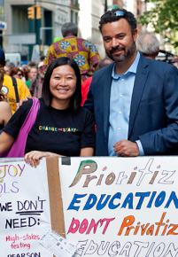 Testing boycott leader Dao Tran (left) with Green Party lieutenant governor candidate Brian Jones